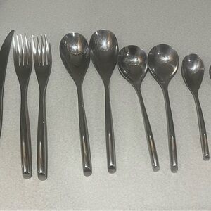 Sambonet Polished Silver Stainless Steel Flatware Set - “Bamboo”